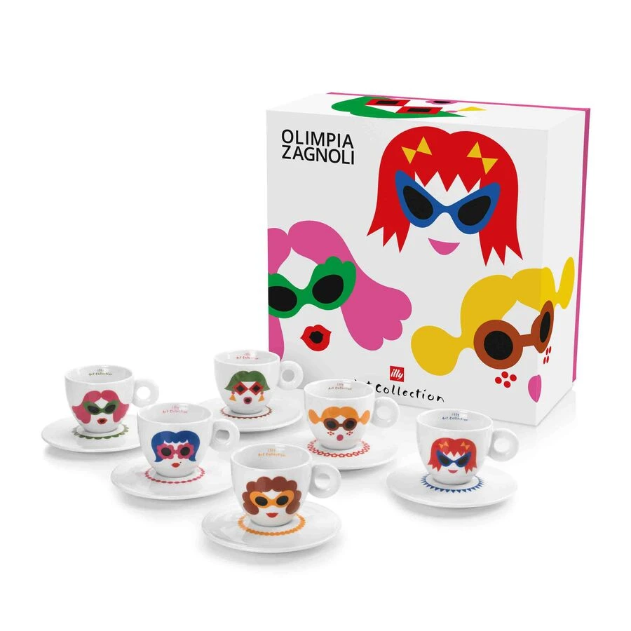 Illy Art Collection Olimpia Zagnoli Cappuccino Cups - Set Of 6 1 Illy Art Collection Olimpia Zagnoli Cappuccino Cups - Set Of 6