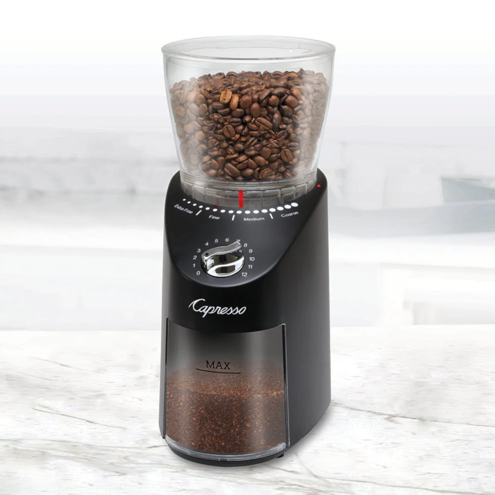 Capresso Infinity Plus Conical Burr Coffee Grinder In Black 2 Capresso Infinity Plus Conical Burr Coffee Grinder In Black - Image 2