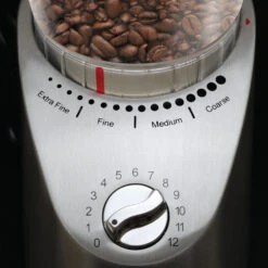 Capresso Infinity Plus Conical Burr Coffee Grinder In Metal -Coffee Drink Store 575.05InfinityPlusControlsHR