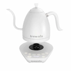 Brewista Artisan Electric Gooseneck Kettle - All White -Coffee Drink Store ArtisanKettlewhiteonwhiteOffStand