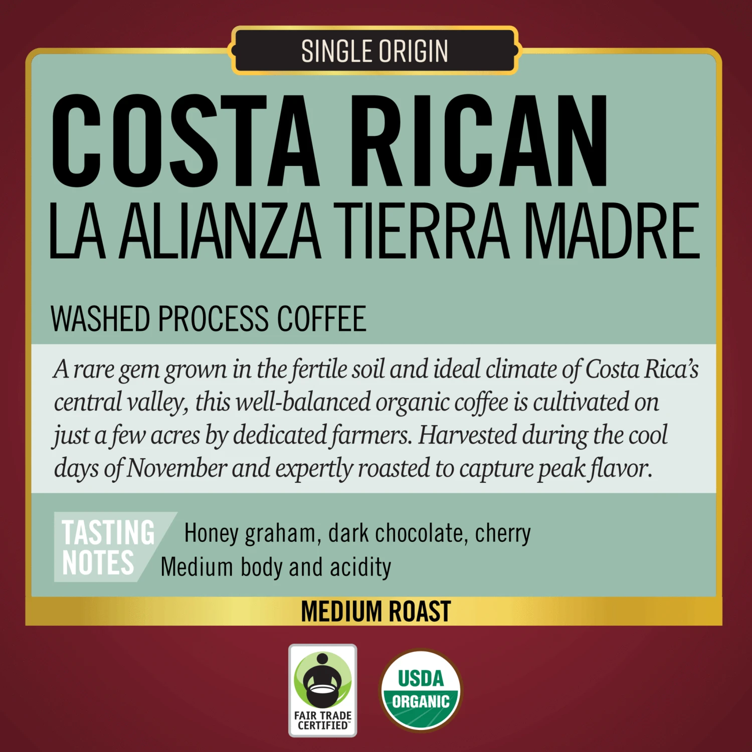 Barrie House Costa Rican La Alianza Tierra Madre Single Origin Fair Trade Organic Coffee 4 Barrie House Costa Rican La Alianza Tierra Madre Single Origin Fair Trade Organic Coffee - Image 4