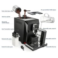 Refurbished DeLonghi Eletta Cappuccino In Black ECAM44660B -Coffee Drink Store Coffee3DDetailsElettaECAM44660b