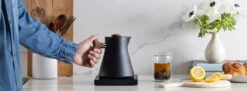 Fellow Corvo EKG 0.9L Electric Kettle - Matte Black With Walnut Accents -Coffee Drink Store Corvo Banner