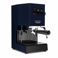 Gaggia Classic Evo Pro Espresso Machine In Classic Blue With Blackened Oak -Coffee Drink Store GACLASSICEVOPROBLUBO Blue Oak Single EVO 1153