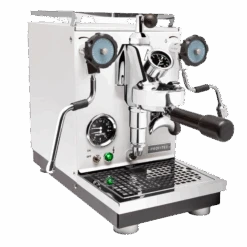 Profitec Pro 400 Espresso Machine In Matte White With Flow Control And Blackened Oak