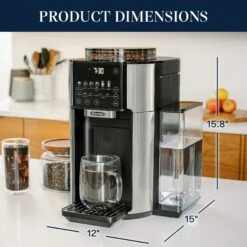 DeLonghi TrueBrew Drip Coffee Maker - Stainless/Black -Coffee Drink Store TrueBrew CAM51025MB PowerImage ProductDimensions
