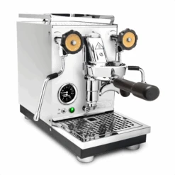 Profitec Pro 400 Espresso Machine In Matte White With Blackened Oak -Coffee Drink Store White Oak Orange