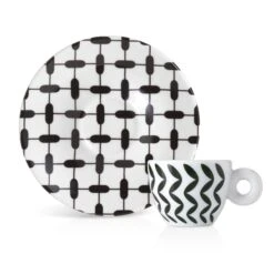 Illy Mona Hatoum Set Of 2 Espresso Cups And Saucers -Coffee Drink Store blackcup2