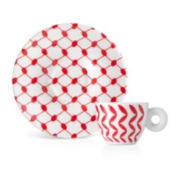 Illy Mona Hatoum Set Of 2 Espresso Cups And Saucers -Coffee Drink Store redcup2